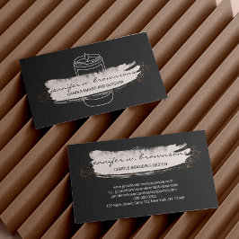 Cartão De Visita Vela de soja simples, elegante, rosa-preto