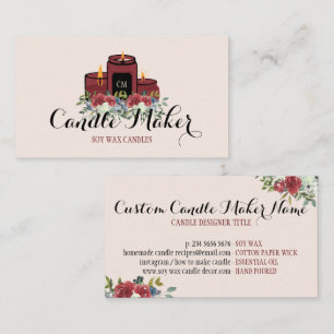 Cartão De Visita Vela Elegante de Cera de Soja Caseira Rosa