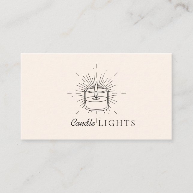 Cartão De Visita Vela Feita À Mão De Soja Beige Elegante (Frente)