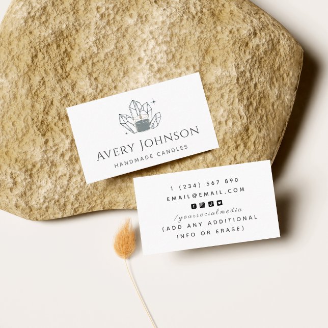 Cartão De Visita Velas artesanais Crystal Gemstone Social Media Bus (Criador carregado)