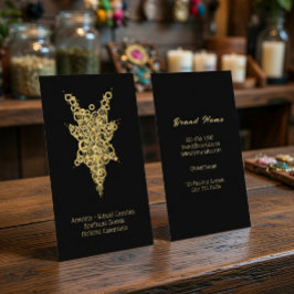 Cartão De Visita Velas Ritualísticas de Luxo Preto e Dourado Amulet