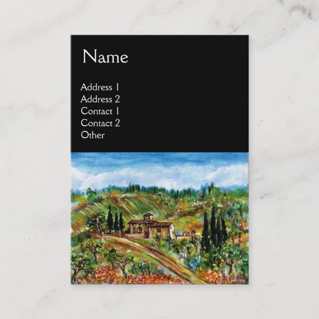 Cartão De Visita VELHO FARMHOUSE NA TÚSCULA, preto (Frente)