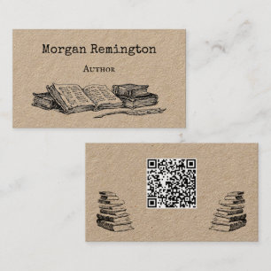 Cartão De Visita Velhos Livros e Caneta de Autor Escritor Bibliotec