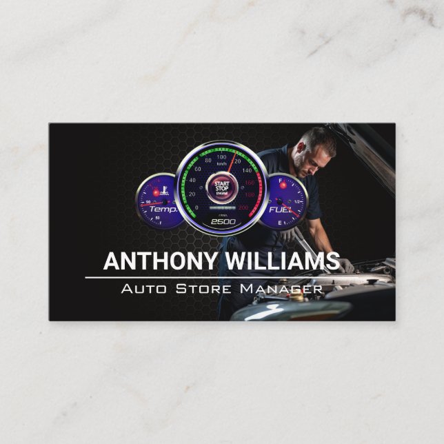 Cartão De Visita Velocímetro automático | Mecânica do motor (Frente)