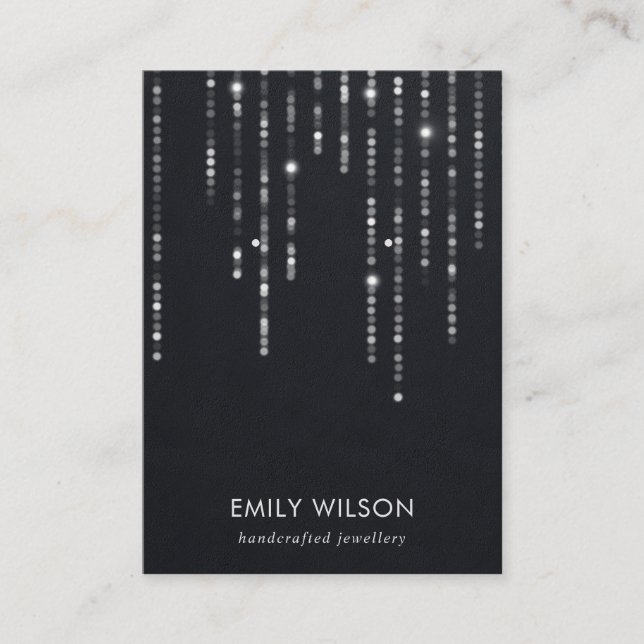 CARTÃO DE VISITA VELVET BLACK STRING LIGHTS STUD EARRDISPLAY  (Frente)
