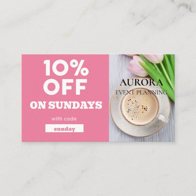 Cartão De Visita Venda de Desconto do Planejamento de Eventos (Frente)