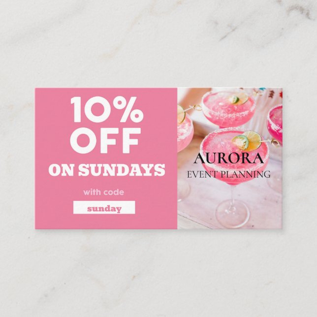 Cartão De Visita Venda de Desconto do Planejamento de Eventos (Frente)