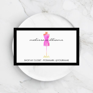 Cartão De Visita Vendedor de Ponteiro de Vestido de Aquarela Rosa