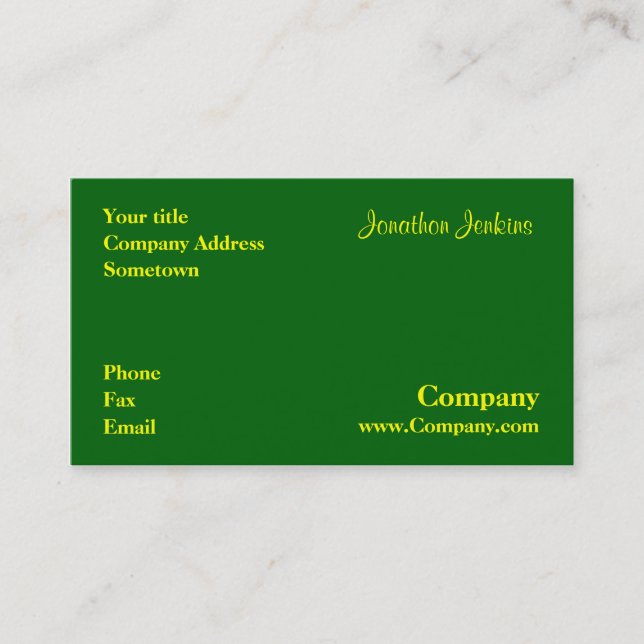Cartão De Visita Verde (Frente)