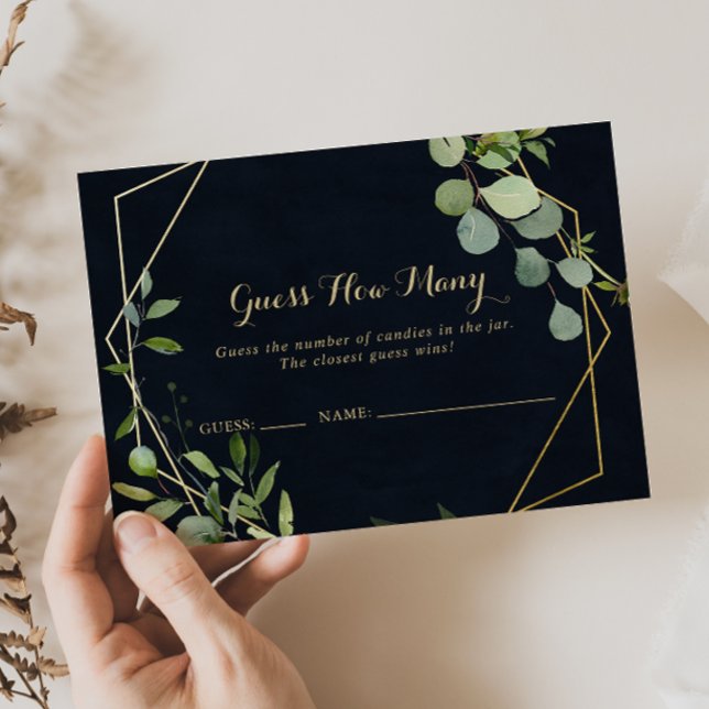 Cartão De Visita Verde Azul Dourado Geométrico Adivinha Quantas Car (Criador carregado)