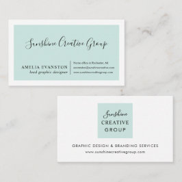 Cartão De Visita Verde Azul Mínimo Moderno