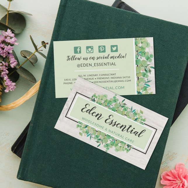 Cartão De Visita Verde Botânico Eucalyptus Redes Sociais Russas (Criador carregado)
