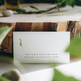 Cartão De Visita Verde Botânico QR Minimalista Moderna e Elegante