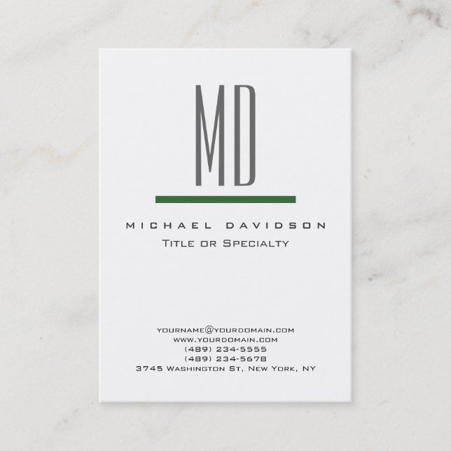 Cartão de visita Verde Branco da Cinza de Tendênci (Frente)