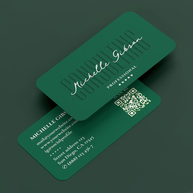 Cartão De Visita Verde-caçador profissional de consultoria mínima (Minimal Consulting Professional Hunter Green Business Card
)