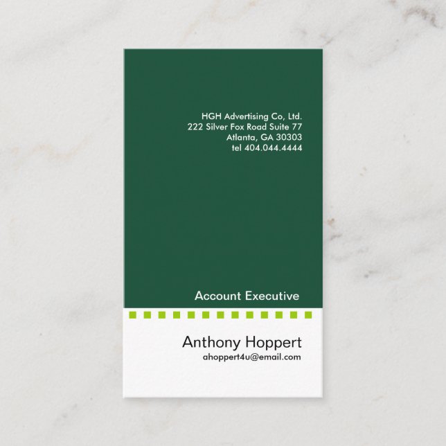 Cartão de visita verde contínuo 3 do traço (Frente)