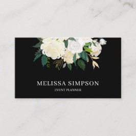 Cartão De Visita Verde-Cores-Águas Elegantes E Flores Brancas