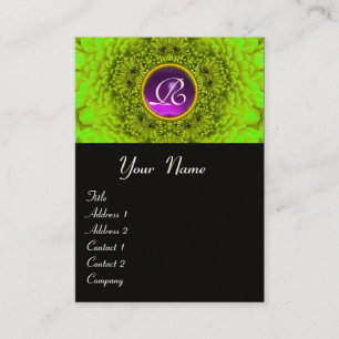 Cartão De Visita VERDE DAHLIA MONOGRAM AMETIST - preto