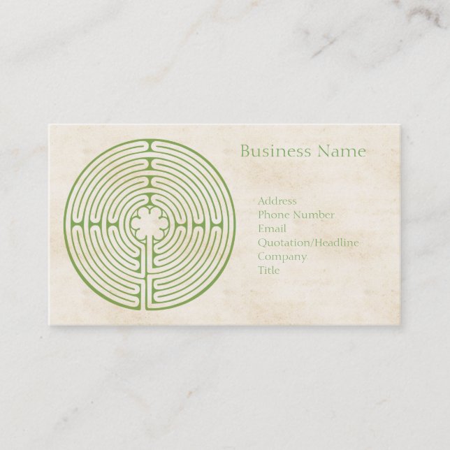 Cartão De Visita Verde do labirinto de Chartres (Frente)