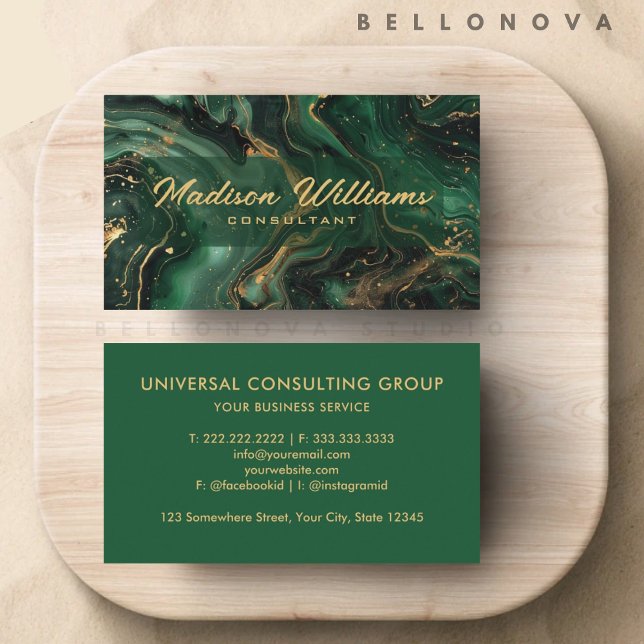 Cartão De Visita Verde Dourado Verde Dourado Personalizado (Custom Green Gold Black Gold Professional Business Card)