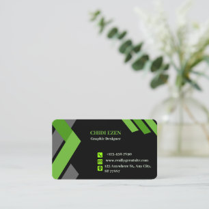 Cartão De Visita Verde e Branco Minimalista Moderno