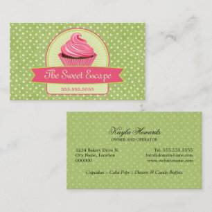 Cartão De Visita Verde e rosa do cupcake