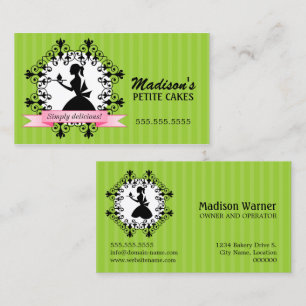 Cartão De Visita Verde elegante do cupcake