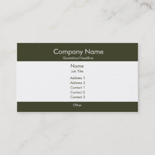 Cartão De Visita Verde escuro & branco básicos