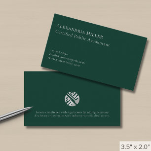 Cartão De Visita Verde Escuro Elegante Simples