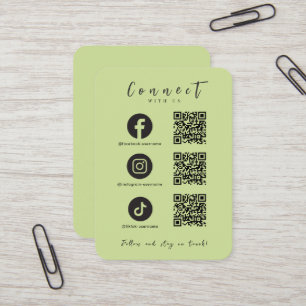 Cartão De Visita Verde limão de Código QR do Instagram Tiktok no Fa