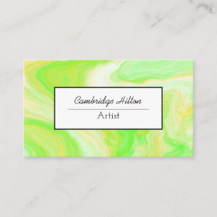 Cartão De Visita Verde limão e Arte Fluida Abstrato de Marble Amare