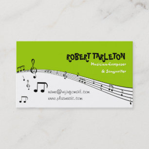 Cartão De Visita Verde limão pentagrama de música música, preto bra