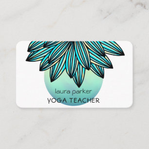 Cartão De Visita Verde Mar Aquarela Lotus Flower Yoga Holística