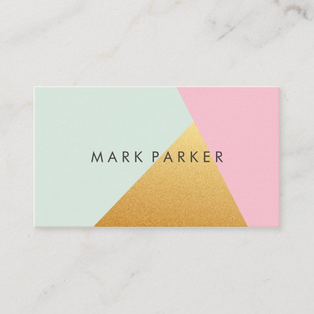 Cartão De Visita Verde moderno do falso, bloco geométrico (Frente)