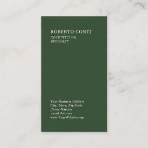 Cartão De Visita Verde Oliva Único Simples Minimalista Moderno