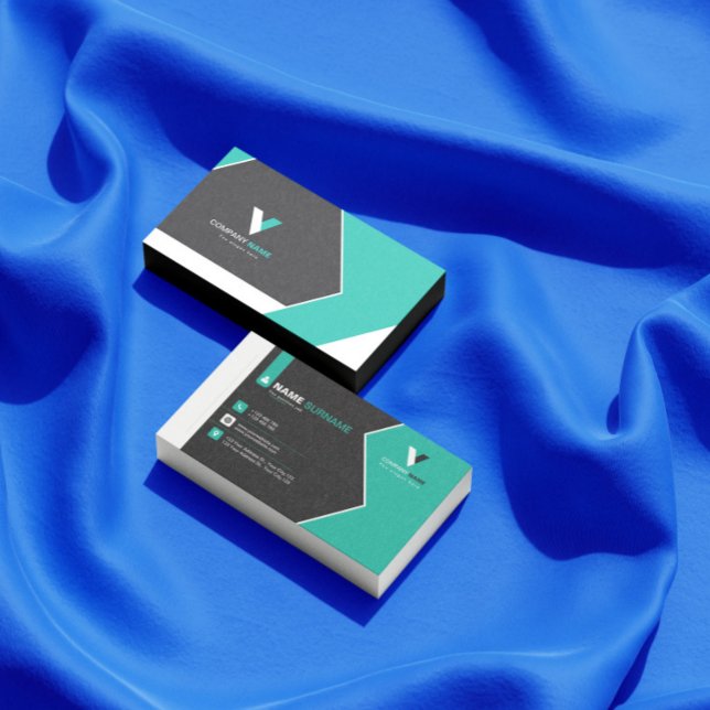 Cartão De Visita Verde Preto Moderno (Criador carregado)