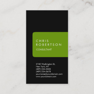 Cartão de visita verde preto original vertical da