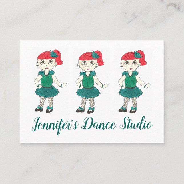 Cartão De Visita Verde-professor do Tap Dance School Studio (Frente)