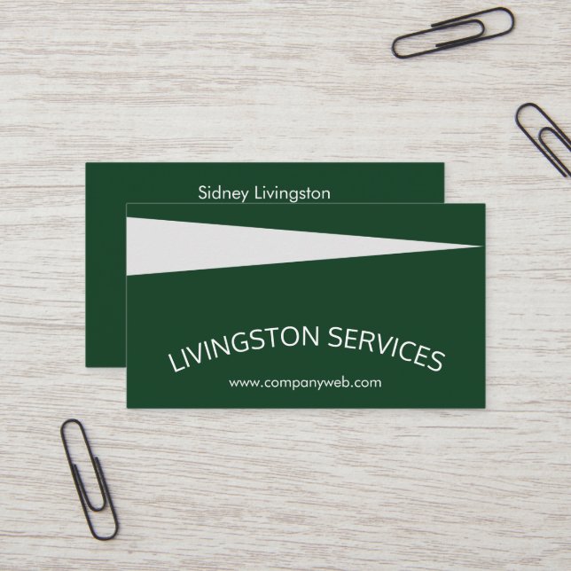 Cartão De Visita Verde profissional curvo e moderno simples (Frente/Verso In Situ)