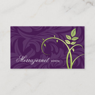 Cartão De Visita Verde roxo da videira da folha do vinho