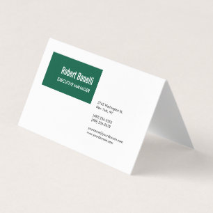Cartão De Visita Verde simples e branco minimalista adorável