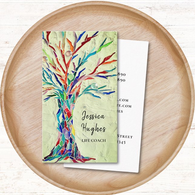 Cartão de visita Verde-treinador de vida em árvore (Criador carregado)