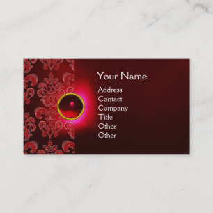 Cartão De Visita Verde vermelho de Borgonha do MONOGRAMA CHIQUE da