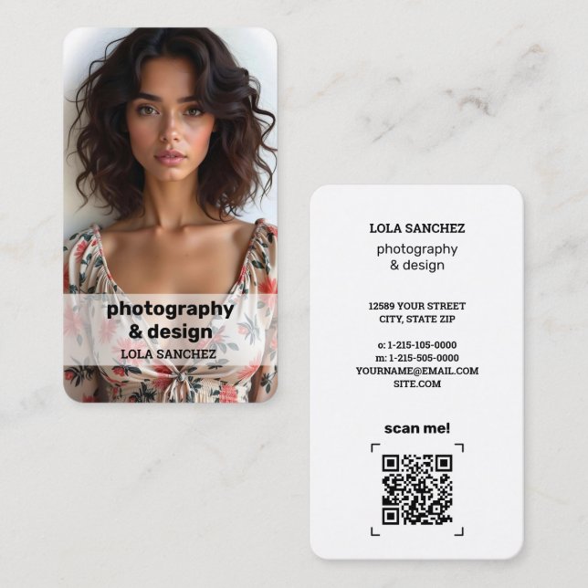 Cartão De Visita Verificação de Fotografia QR (Frente/Verso)
