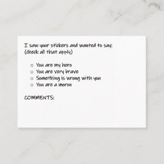 Cartão De Visita Verificar todas as opções aplicáveis