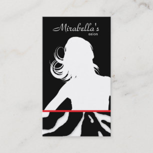 Cartão De Visita Vermelho animal do preto do cabeleireiro da zebra