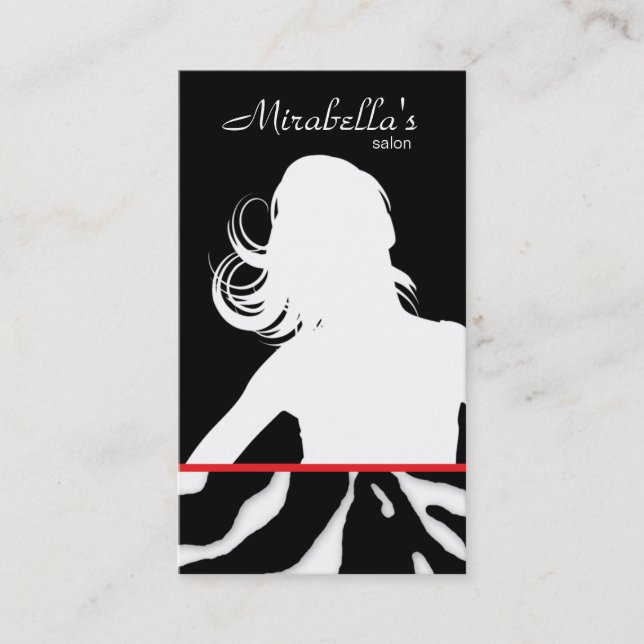 Cartão De Visita Vermelho animal do preto do cabeleireiro da zebra (Frente)