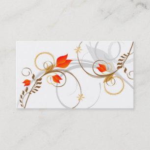 Cartão de visita vermelho branco floral chique
