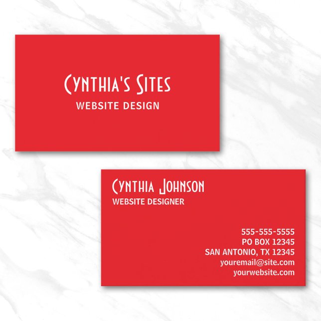 Cartão De Visita Vermelho brilhante e preto branco (Bright Red and White Retro Bold Business Card)