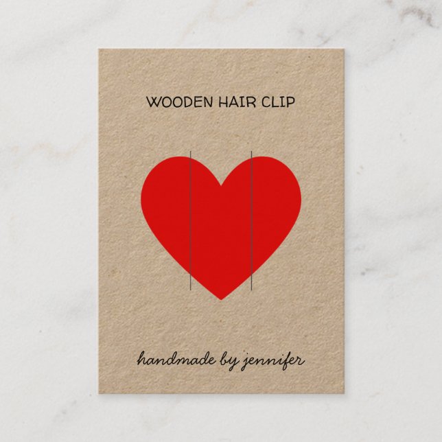 Cartão De Visita Vermelho Brilhante Eu adoro Clipe de Cabelo Feito  (Frente)